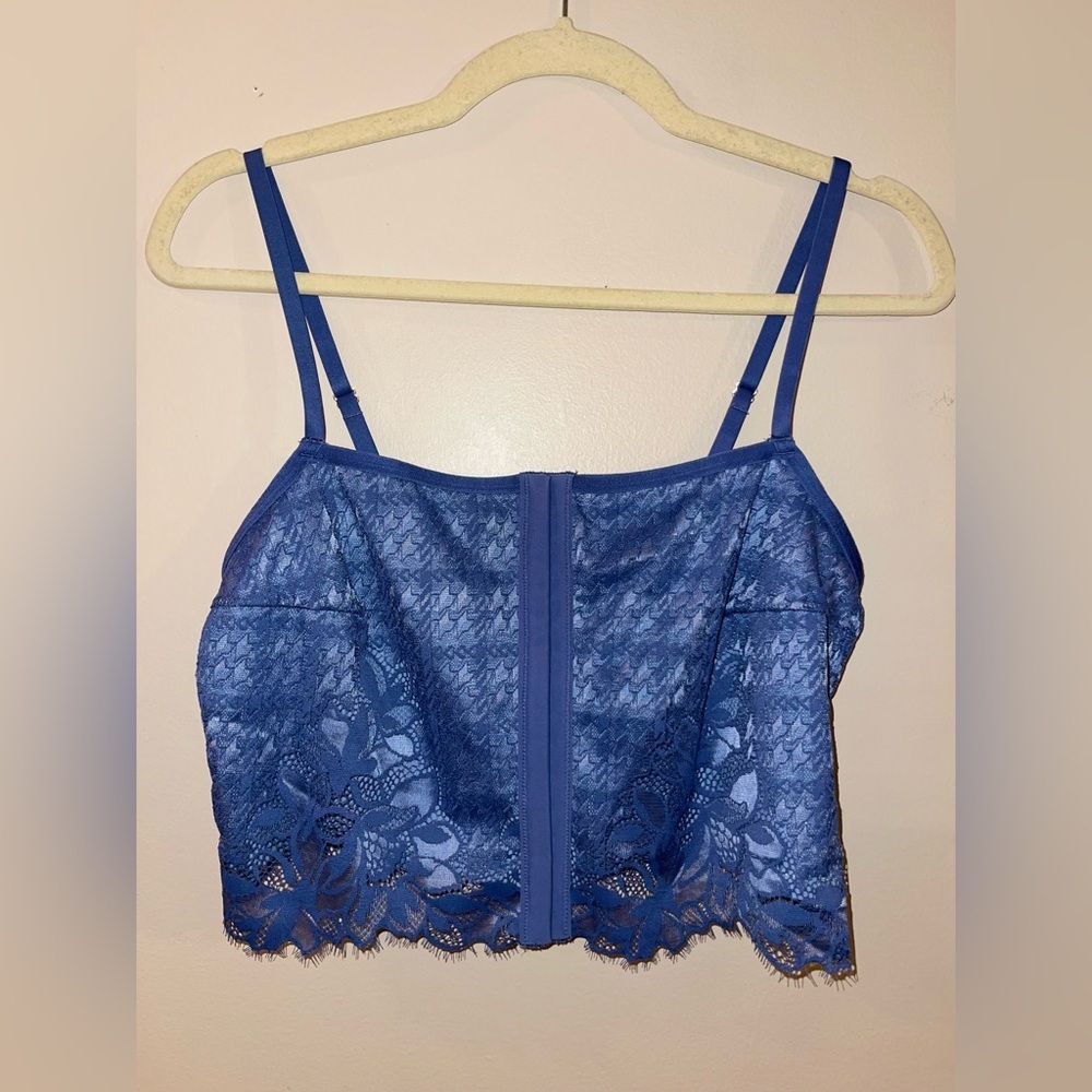 Aerie Blue Lace Corset bra L Nwt